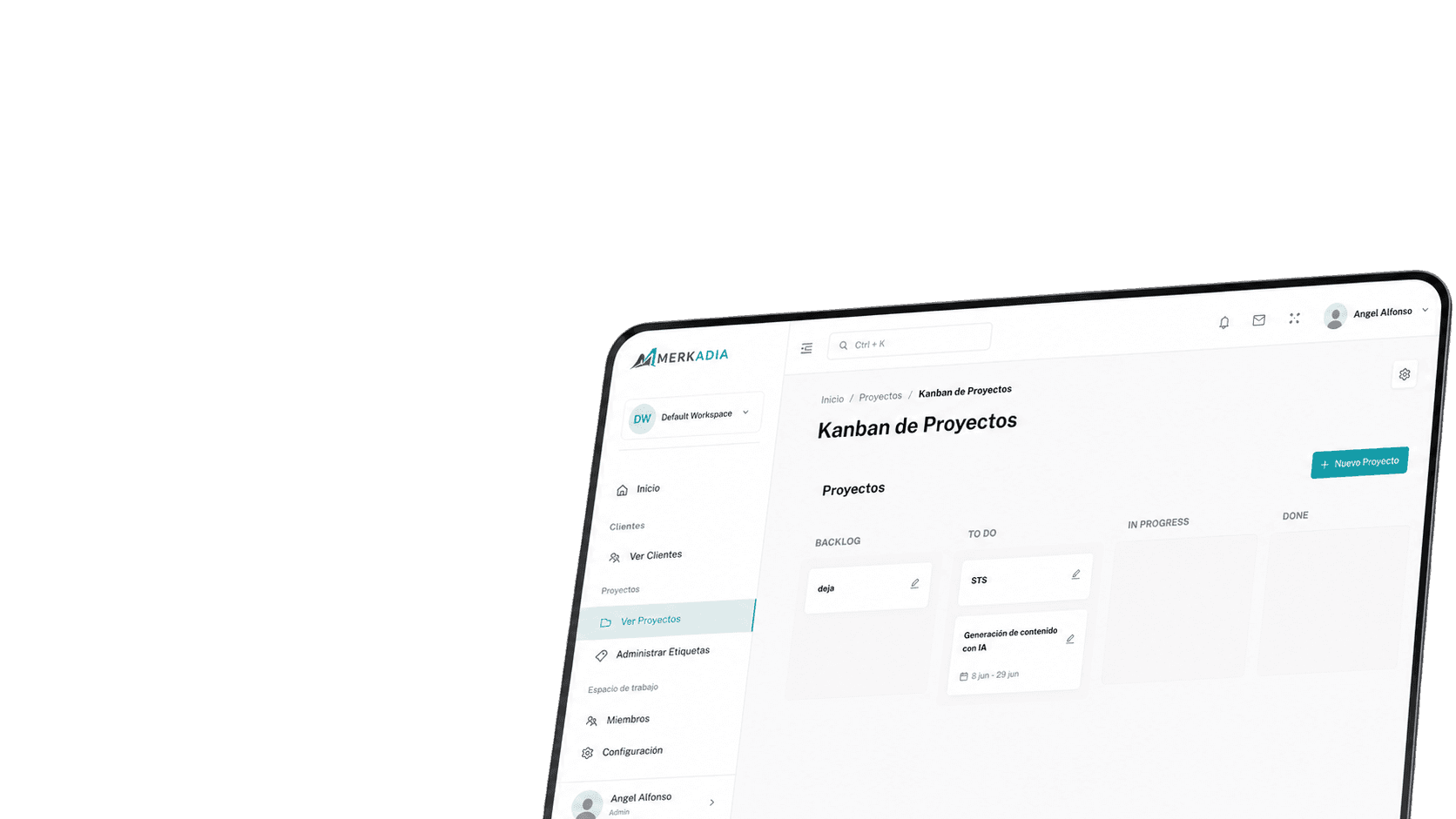 Interfaz de Merkadia Cloud para gestionar ventas, inventarios y operaciones